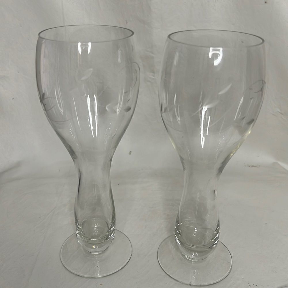 Etched Stemware Hand Blown Cocktail Glasses Set Of 2 Included Bar Accessories